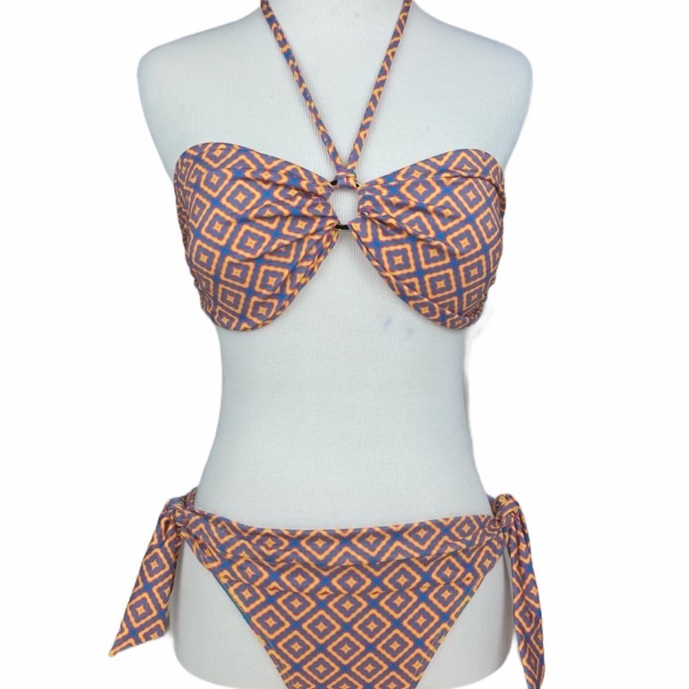 KORAL Swim Bikini Set Bandeau Top Tie Bottom S